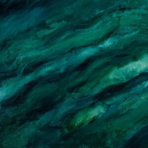 an abstract in shades of cyan and turquoise depicting a sea storm