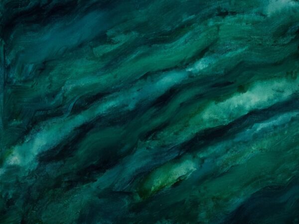 an abstract in shades of cyan and turquoise depicting a sea storm